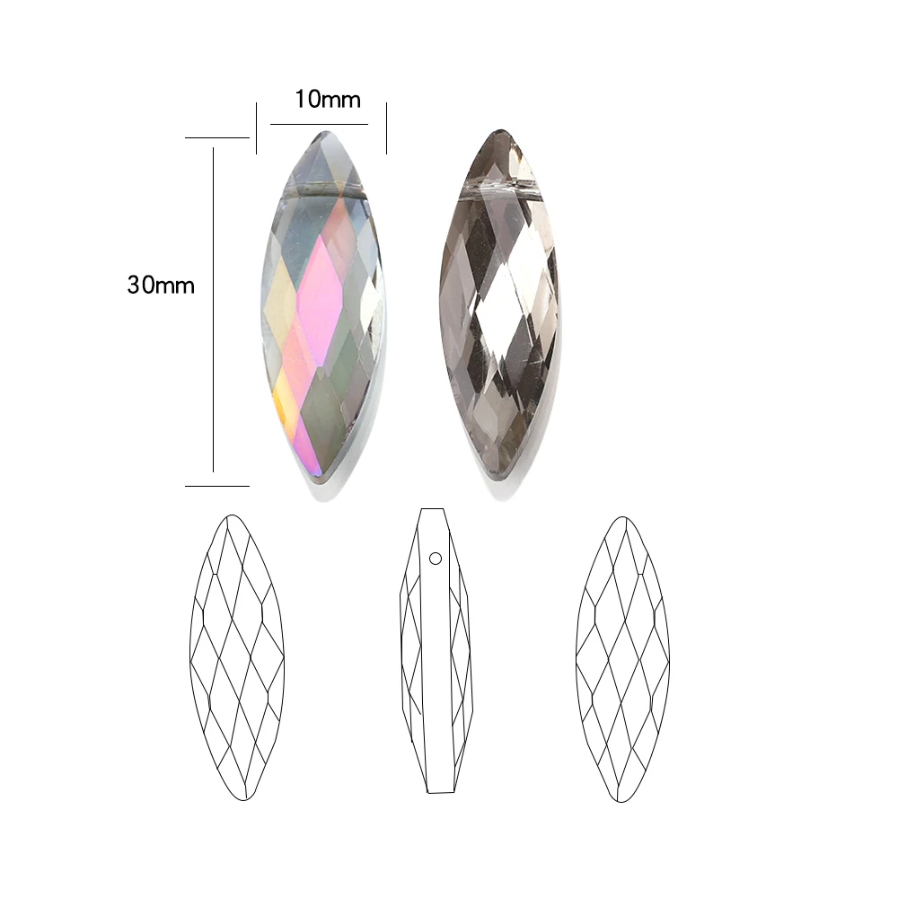 10pcs Austrian Glass Oval Beads 10x30mm Marquise Shape Natural Stone Beaded For DIY Making Crystal Earing Jewelry Accessories