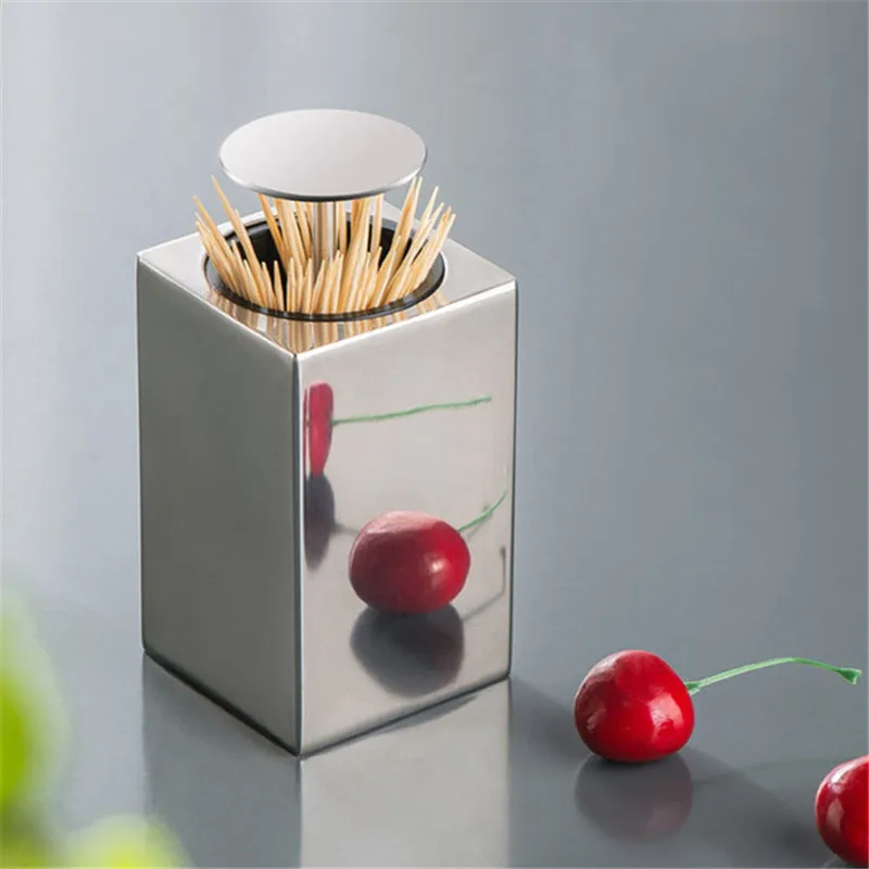 

Stainless steel toothpick holder household portable toothpick canister cotton swab storage box hotel living room decoration2021