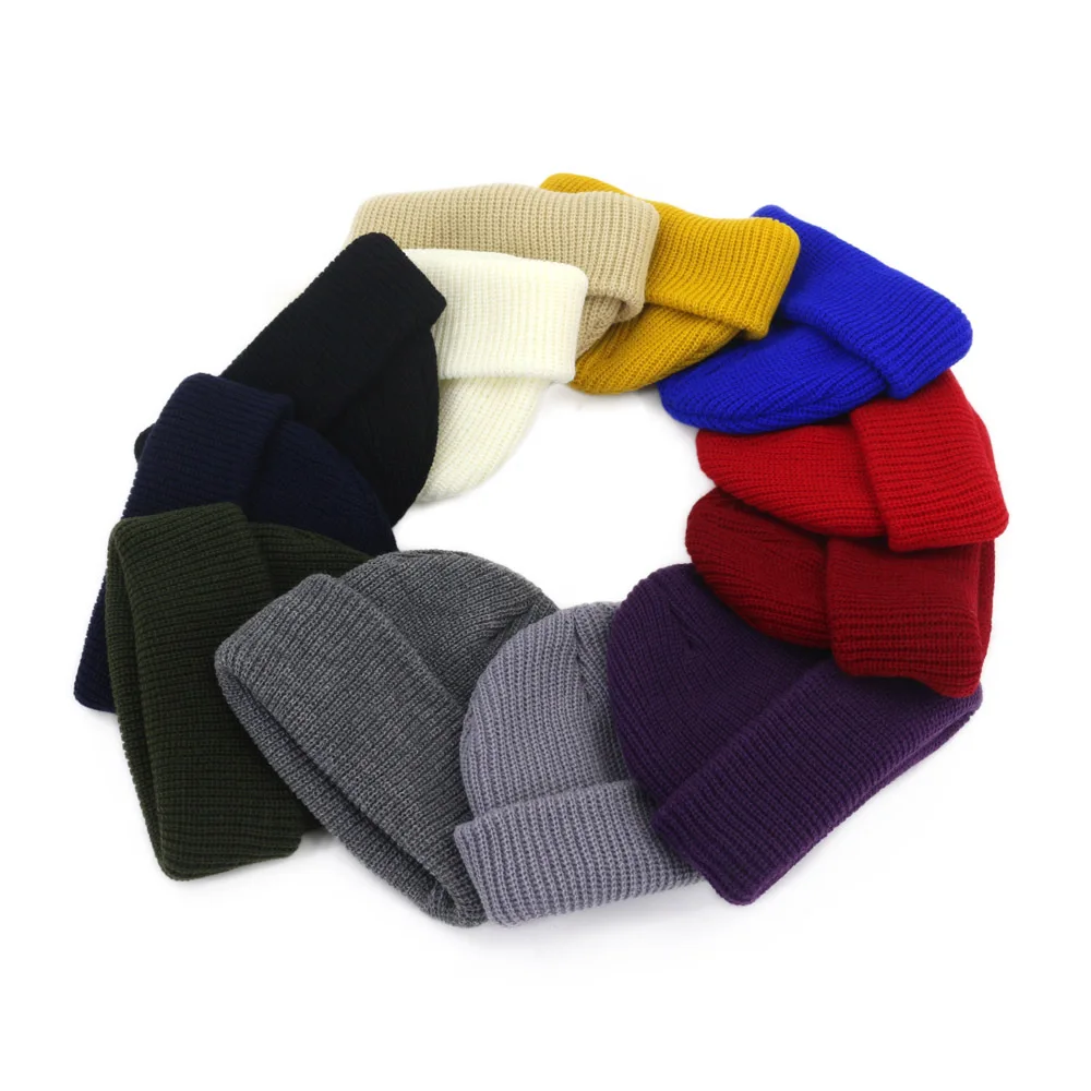 Men Winter Warm Wool Knitted Beanie SkullCap Female Hip Hop Beanies Hat Adult Beanie Casual Short Thread Elastic Unisex Hats