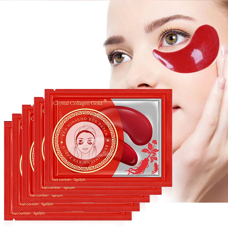 10Pcs Crystal Collagen Gold Eye Mask Anti-Aging Dark Circle Acne Beauty Patches Skin Care Korean Cosmetics Red Ginseng Eye Patch