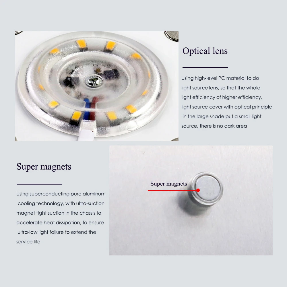 Módulos LED de AC220V, Chips de fuente de luz LED de 12W, 24W, 36W, 45W, 2700K, 6500K, lámpara de techo, cuentas LED instaladas con imanes, luz interior