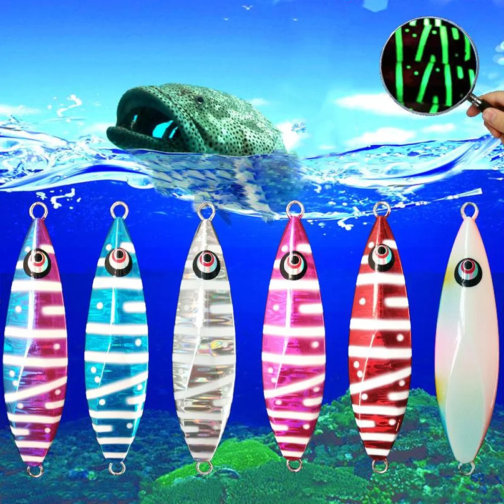 

AS Slow Metal Jigging Lure Glow 150g200g260g Fish Falling Jigs Saltwater Fishing Pitch Pesca Angler Hard Bait Tackle