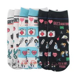 Calcetines de la serie de TV grey Anatomy, medias de barco con estampado de dibujos animados, absorción del sudor, desodorización, calcetín deportivo diario, ocio para las cuatro estaciones