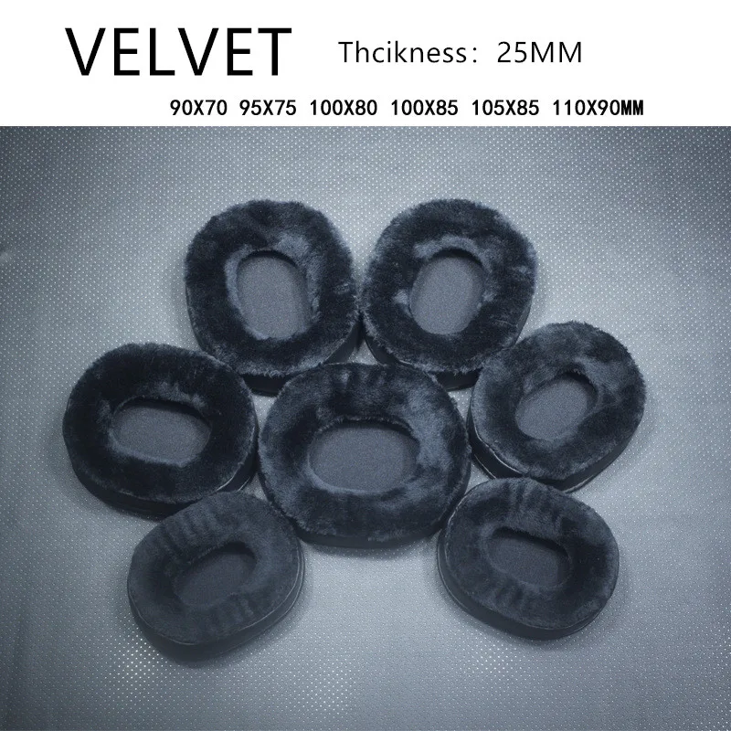 Kwadratowe owalne aksamitne wkładki do uszu pokrywa 100X85 110X90mm pełny wymiar Earpads dla ATH dla słuchawek AKG wymiana poduszka z pianki Memory