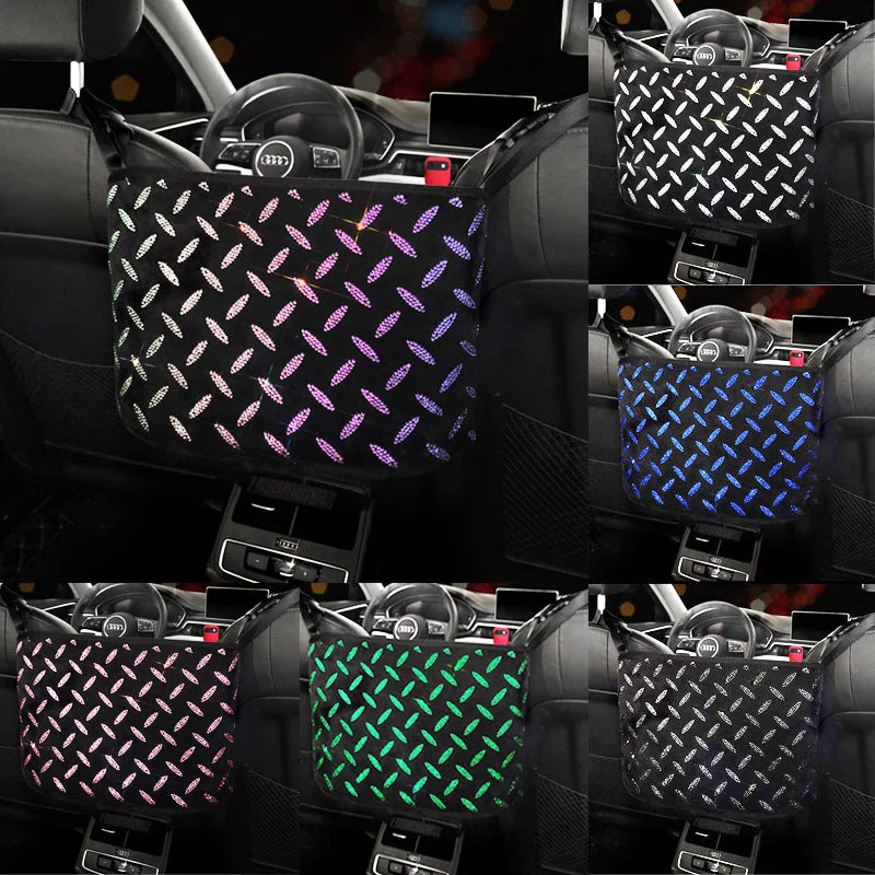 

Luxury Crystal Car Seat Back Storage Bag For Stowing Auto Vehicles Between Seat Luggage Holder Pocket Car Organizer Auto Styling