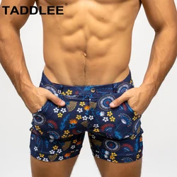 Taddlee banho masculino maiôs bolsos praia troncos de banho corte quadrado boardshorts