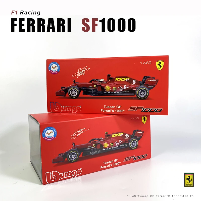 Bburago 1:43 Ferrari SF1000 2020 #16 #5 Charles Leclerc Hardcover Alloy Luxury Vehicle Diecast Cars Model Toy Collection Gift