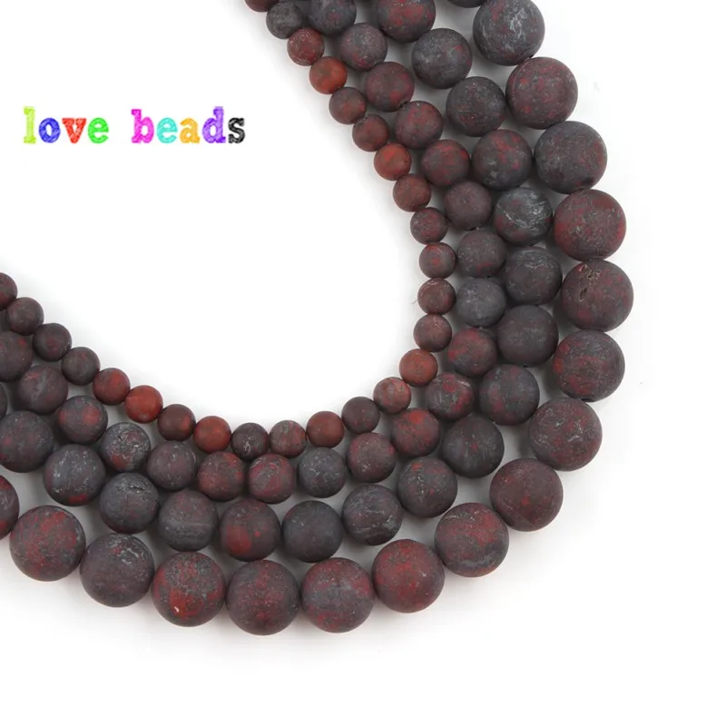 4/6/8/10/12mm Dark Red Flower Jaspers Natural Stone Round Beads for Jewelry Making DIY Bracelet Accessories 15\