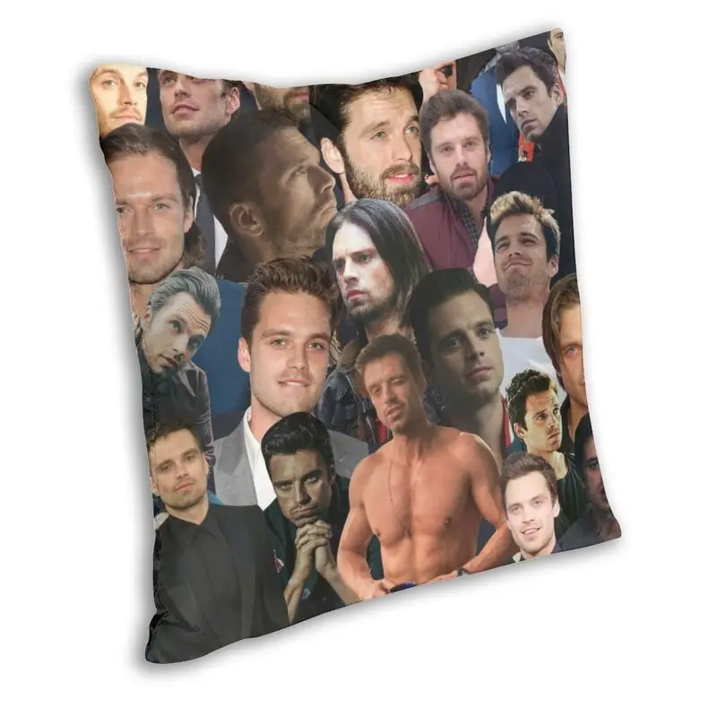 Sebastian Stan Photo Collage Pillowcover Home Decorative Cushion Cover Throw Pillow for Living Room Double-sided Printing