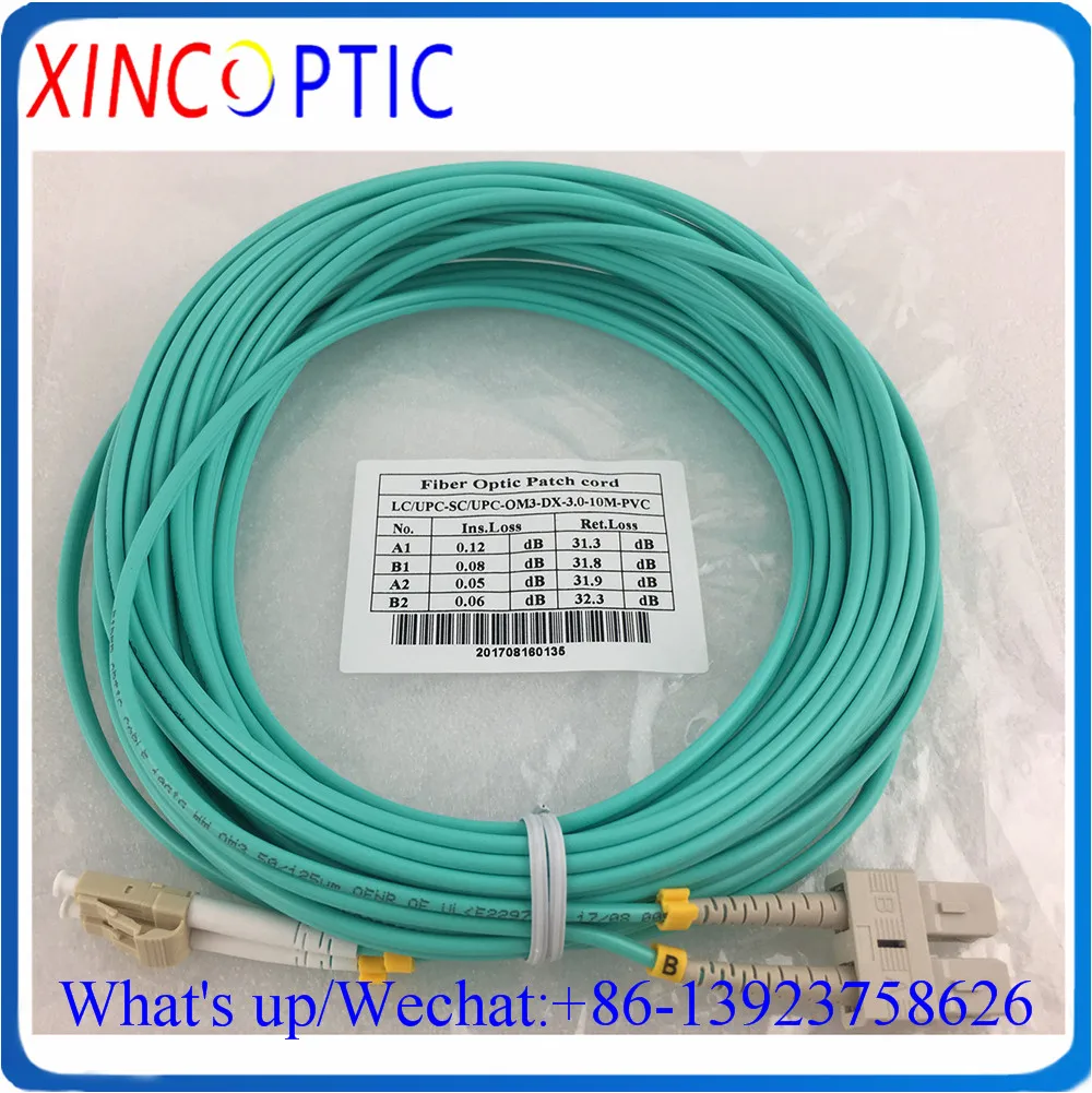 SC-LC OM3 DX 5M Fiber Patchkabel, SC/UPC-LC/UPC MM(OM3-150),DX, 3,0mm,1/2/3/5M,Aqua LSZH Jacke, fiber Optische Patchkabel Stecker