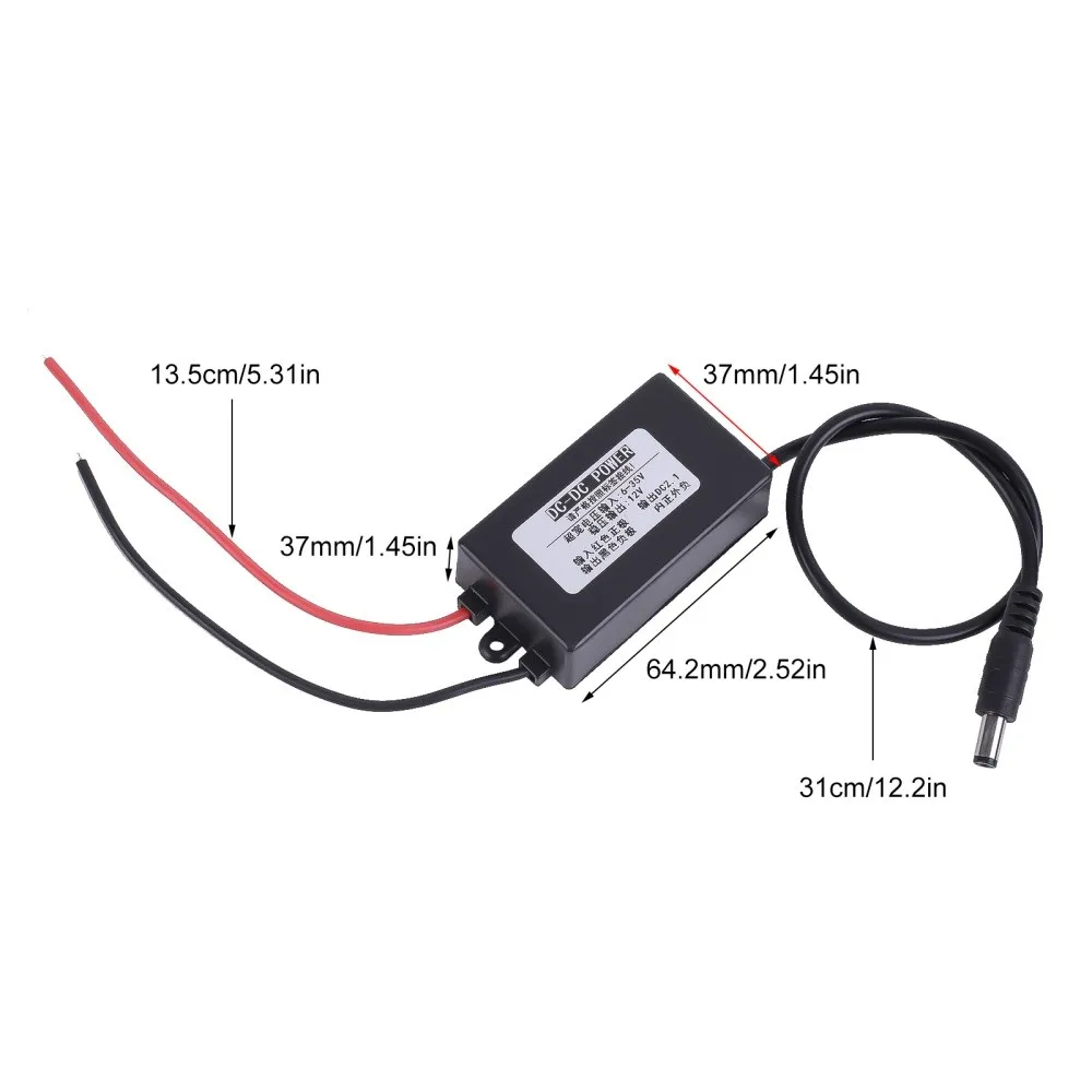 Waterproof Step Down Voltage Converter DC-DC 6V-35V to 12V Integrated Buck Boost Power Supply Module Stabilizer DC Connector