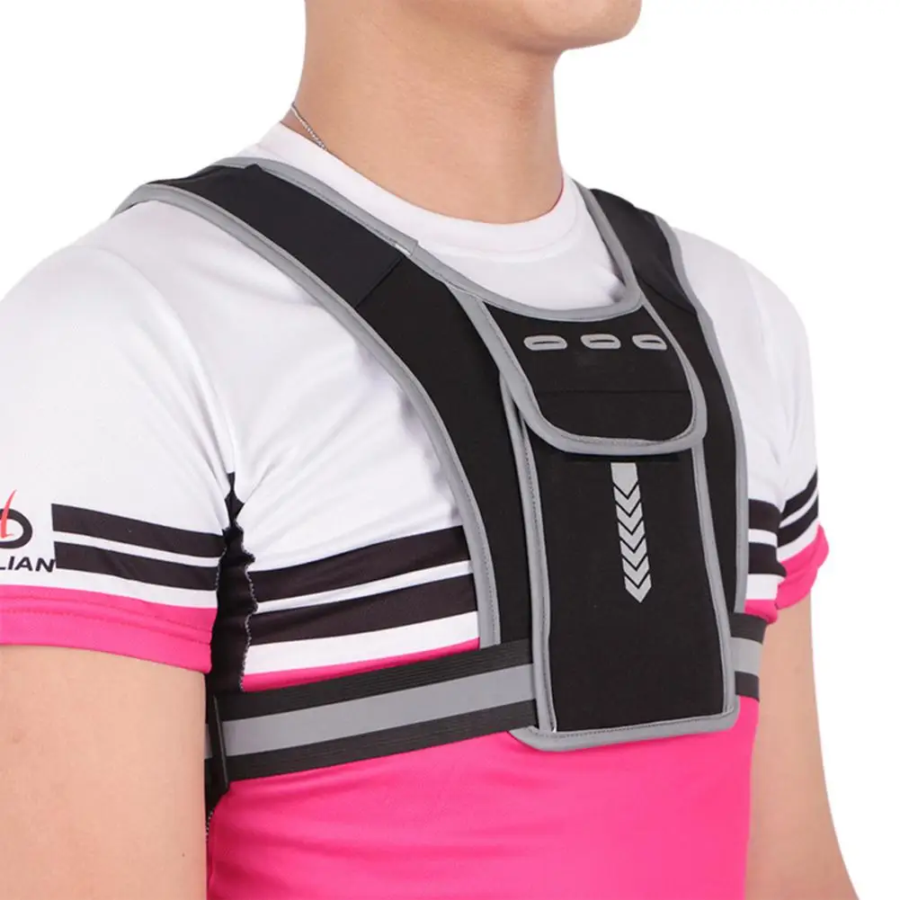 Running Vest Sports Reflective Vest SBR Waist Bag Backpack With Phone Pocket Earphones Holes Vest For Jogging Cycling Accessory