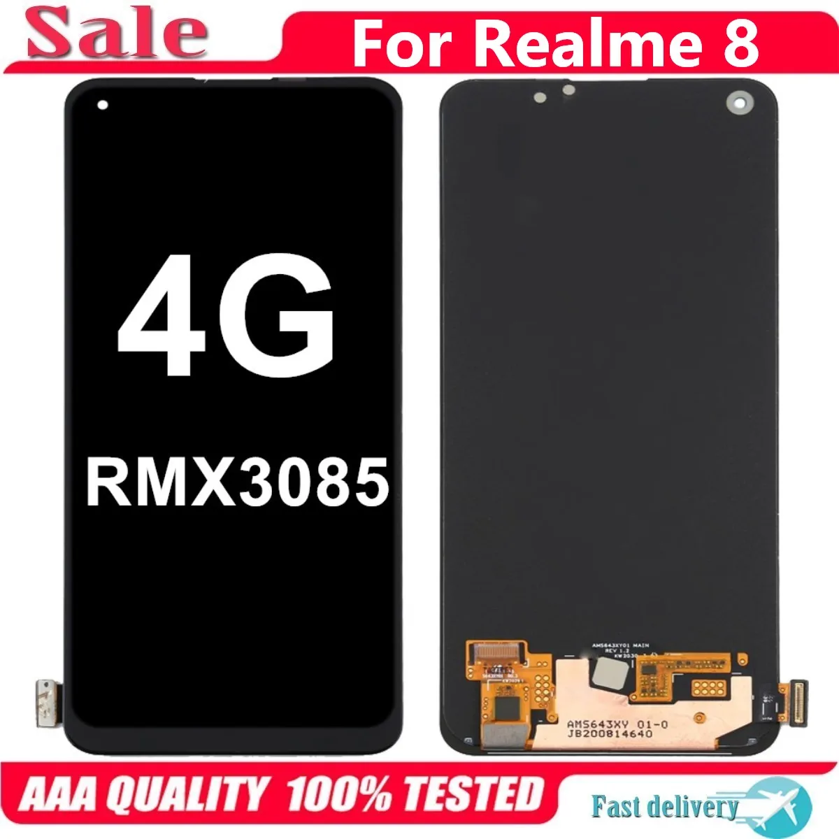 

AMOLED For Realme 8 RMX3085 Display LCD Touch Screen Replacement Digitizer Assembly For Realme8 4G LCD