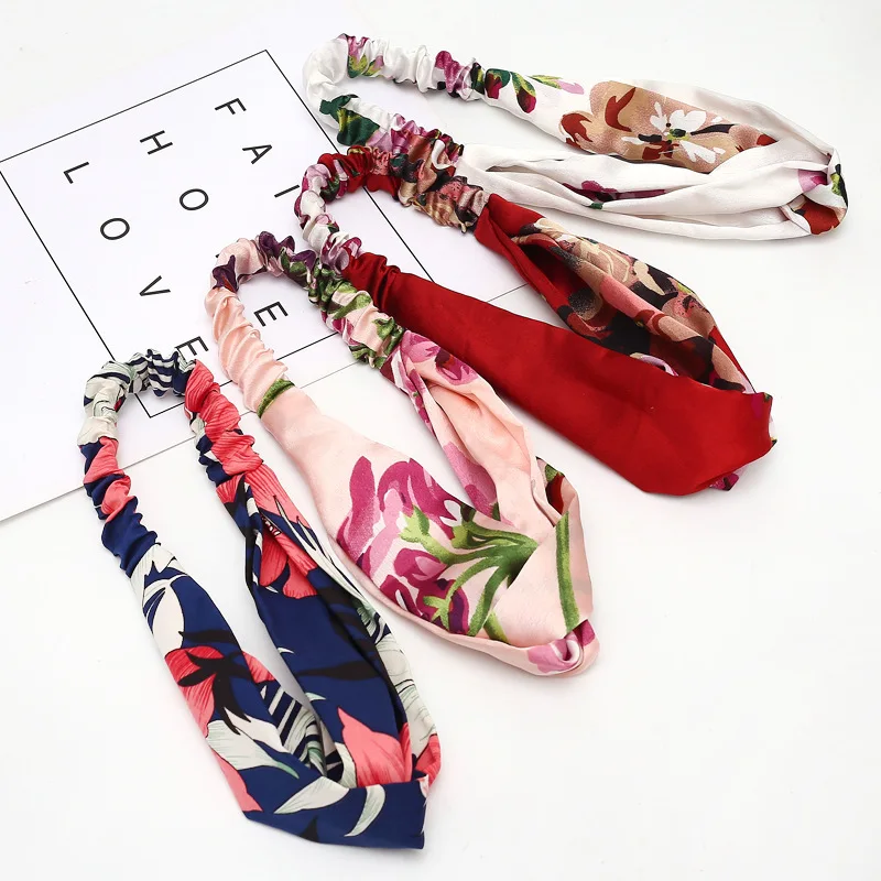 2020 New Arrival Spring Fashion Bohemian Girl Hair Bands Vintage Cross Headbands Women Hair Accessories flower headband