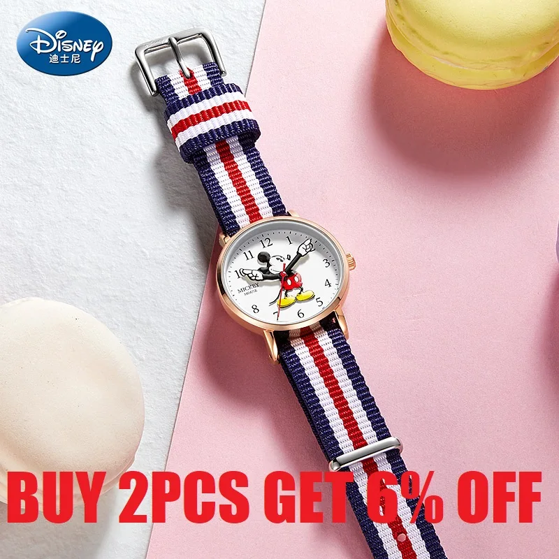 Disney Unisex Micky Minnie Mouse Children Casual Cartoon Quartz Wristwatch New Cute 3D Stereo Dial  Boy Girl Student Gift Clock