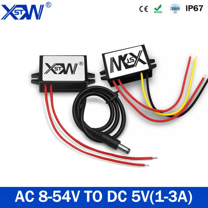 

AC 24V to DC 5V 1A 2A 3A 15W Step-down Power Converter Regulator DC8-54V to DC5V Voltage Transformer Waterproof for Car CE RoSH