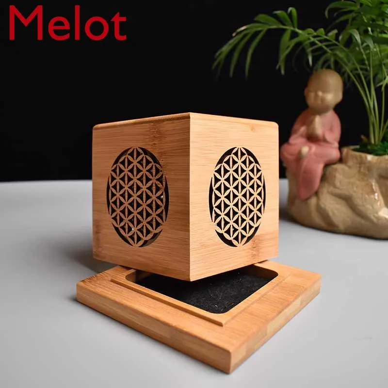 Incense Coil Burner Zen Hollow Bamboo Wooden Tower Burner Salvia Officinalis Incense Box Sandalwood and Incense Incense Base