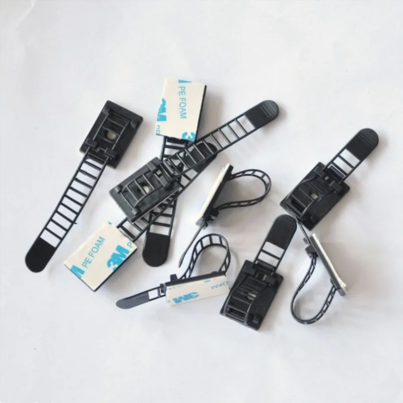 20pcs Adjustable Cable Clips Self-Adhesive Cable Wire Clamps Straps With Optional Screw Mount For Car Festive Ornament