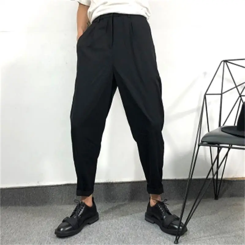 Spring and summer original fashion men dark department of simple and loose look thin casual trousers harajuku style pure color