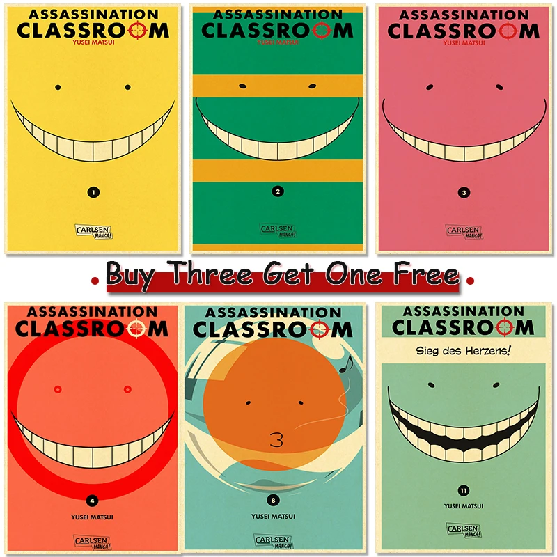 Assassination Classroom Anime Poster, Vintage Prints on Kraft Paper, Home Interior Decoration Picture Art Wall Stickers