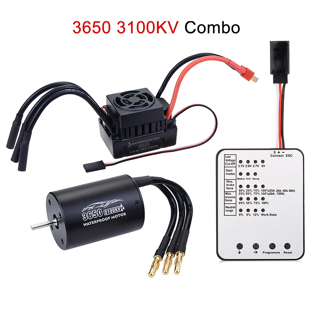 Hoge Kwaliteit Waterdichte 3650 2300KV 3100KV 3900KV Borstelloze Motor 60A Esc Voor Tamiya Traxxas 1/10 Rc Auto