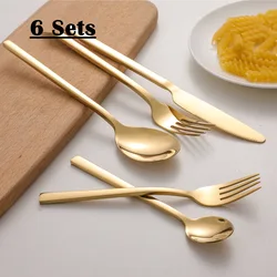 KuBac Hommi Golden Cutlery Set 18/10 stainless steel Silverware Gold Dinnerware Set Service For 6 Drop Shipping