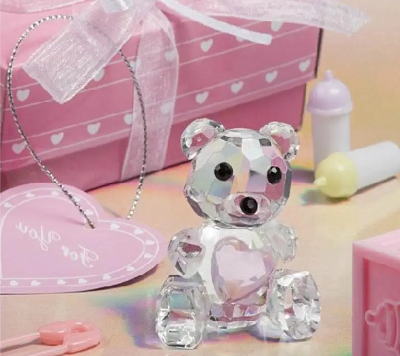 

80pcs Pink Choice Crystal Teddy Bear Baby Shower Birthday Favors Party Keepsake Event Giveaways Baptism Gifts Wholesale