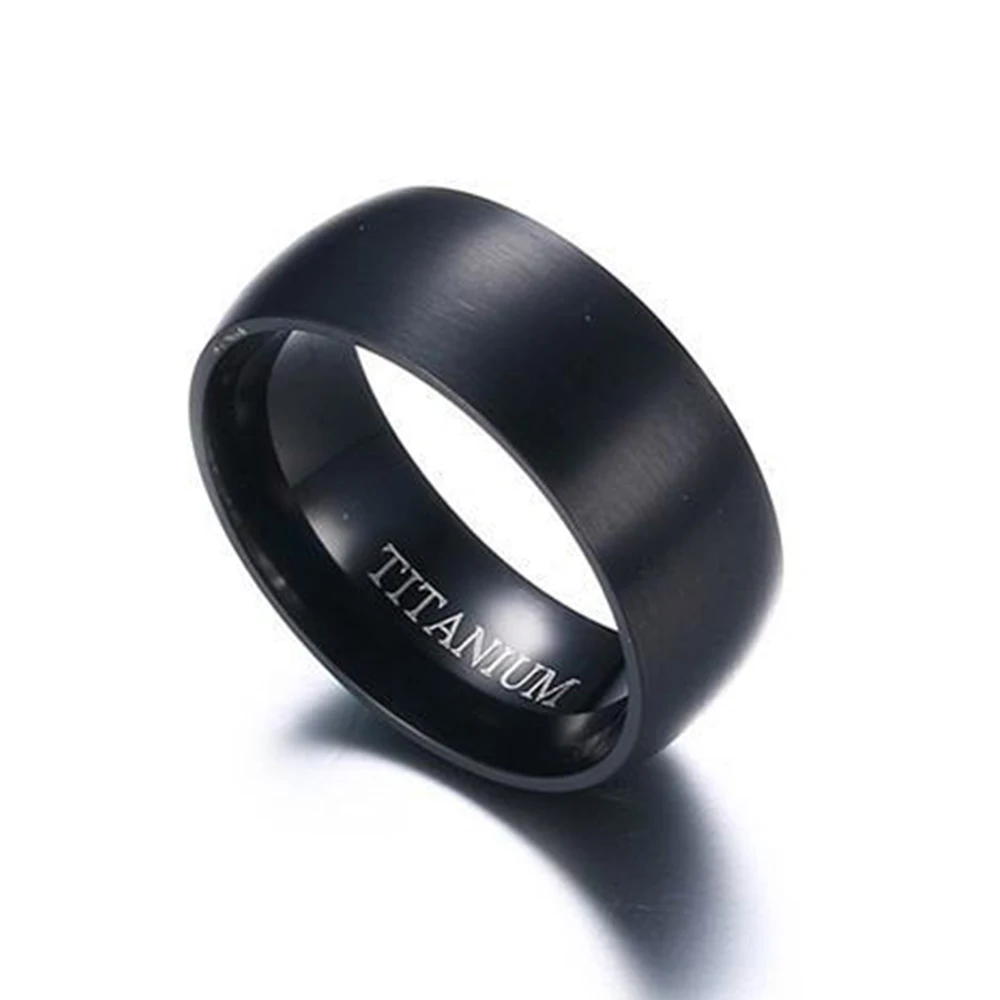 JHSL 8mm Classic Black Party Male Men Titanium Rings Fashion Jewelry Stainless Steel Boyfriend Gift Size 6 7 8 9 10 11 12 13 14