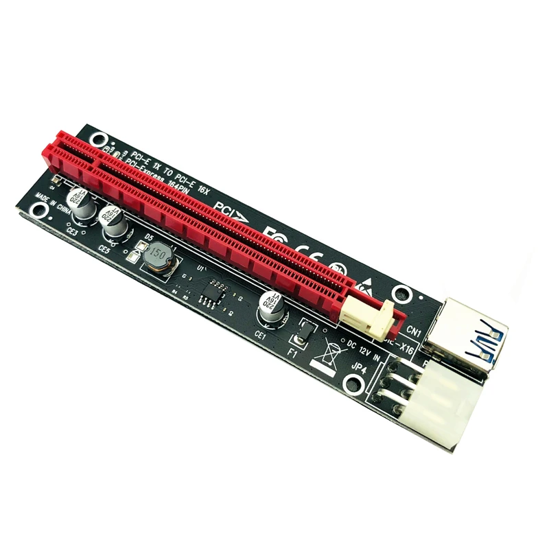 6PCS PCIE Riser PCI Express X16 Cabo Riser Card Riser PCIE X16 Extender PCI E USB 3.0 Cable 6Pin SATA Power LED for Miner Mining