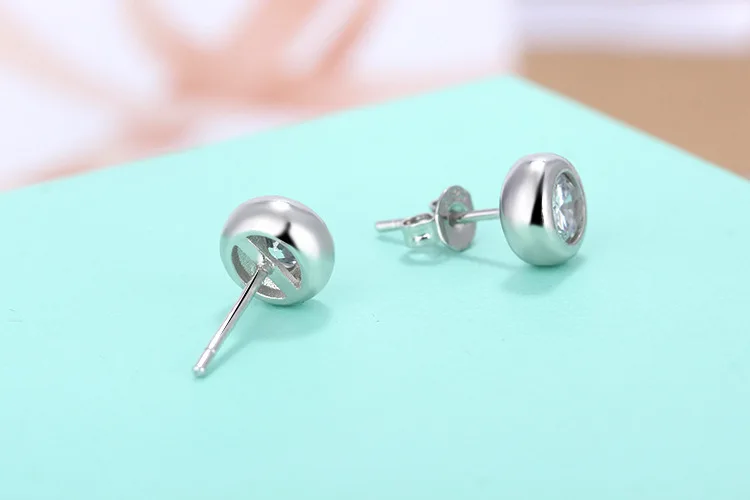 Classic Fashion 925 Sterling Silver Earrings Zirconia Round Stud Earrings For Women pendientes mujer moda S-E460