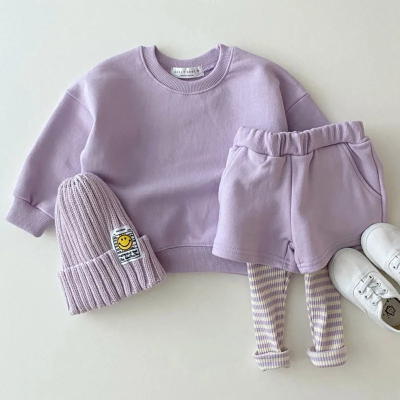 

Korean Baby Clothes Boys Girls Candy Color Sweatshirts+Pants 2pcs Sets Tracksuits Casual Fashion Kids Children Clothing Sets