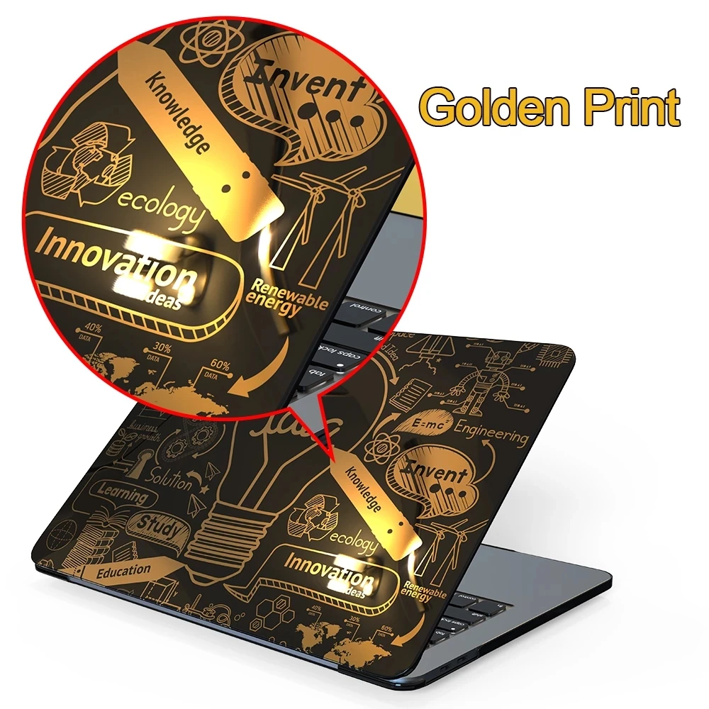 Imagem -04 - Mtt Laptop Hard Shell Case para Macbook Air 13 m1 13.6 m2 Gold Laser Print Capa Dura para Macbook Pro 13 14 16 A2338 A2442 A2485