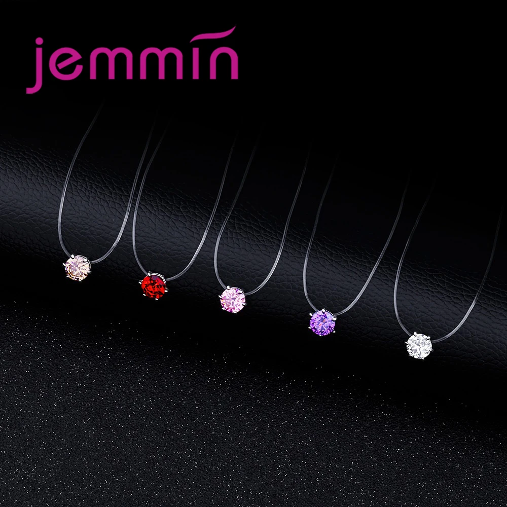 Transparent Rope Pendant Necklace 8 Colors Clear Cubic Zirconia 925 Sterling Silver  Interface Popular Factory Price