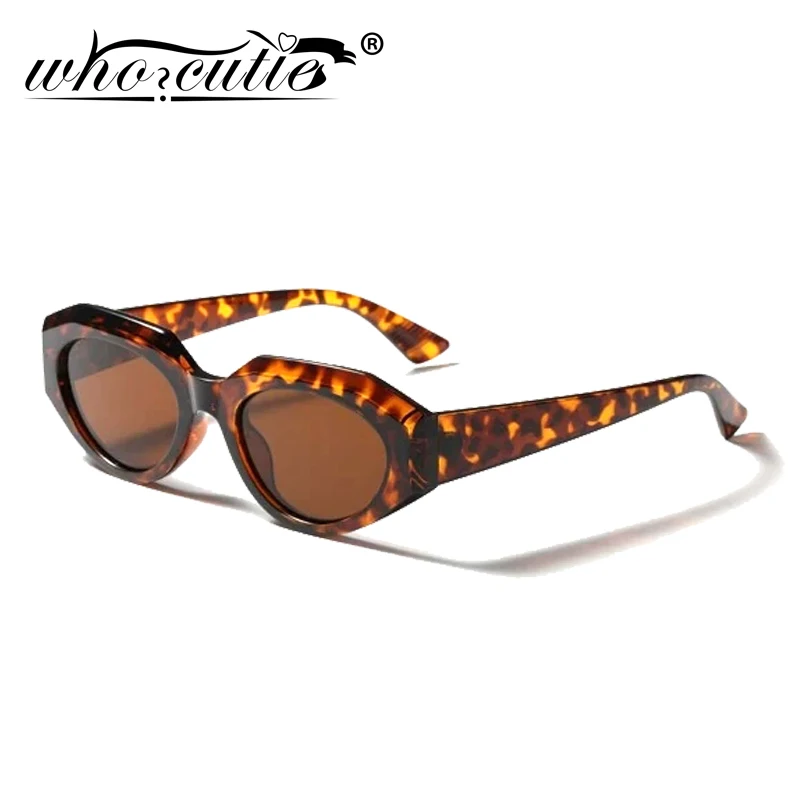 WHO CUTIE Autumn Vintage Leopard Round Oversized Women Sunglasses 2020 Brand Designer Oval Frame Chic Wide Glasses Shades S368