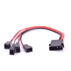 12v IDE Male Port TO 3Pin Power Fan Cable Molex D Plug to 4 Ways 3 Pin Cooler Y Splitter Fan Cooling Power Supply Cable 22AWG
