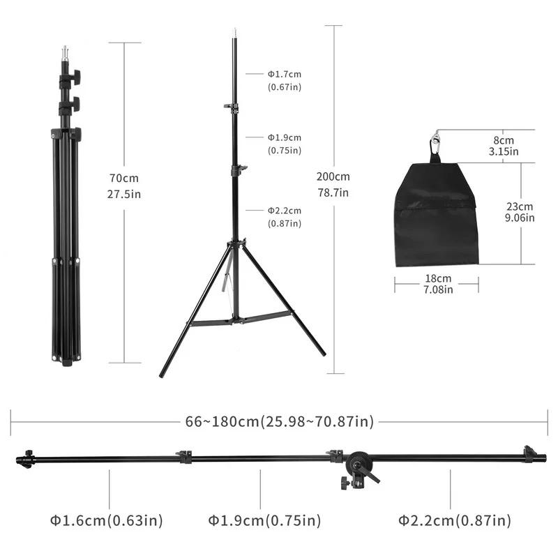 Selens Reflector Boom Arm Stand with Extendable Holder Arm Light Stands for Photo Studio Lighting Photography