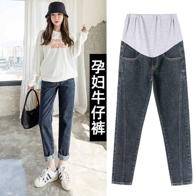 Pregnancy Abdominal Pants Boyfriend Jeans Maternity Pants For Pregnant Women Clothes High Waist Trousers Loose Denim Jeans