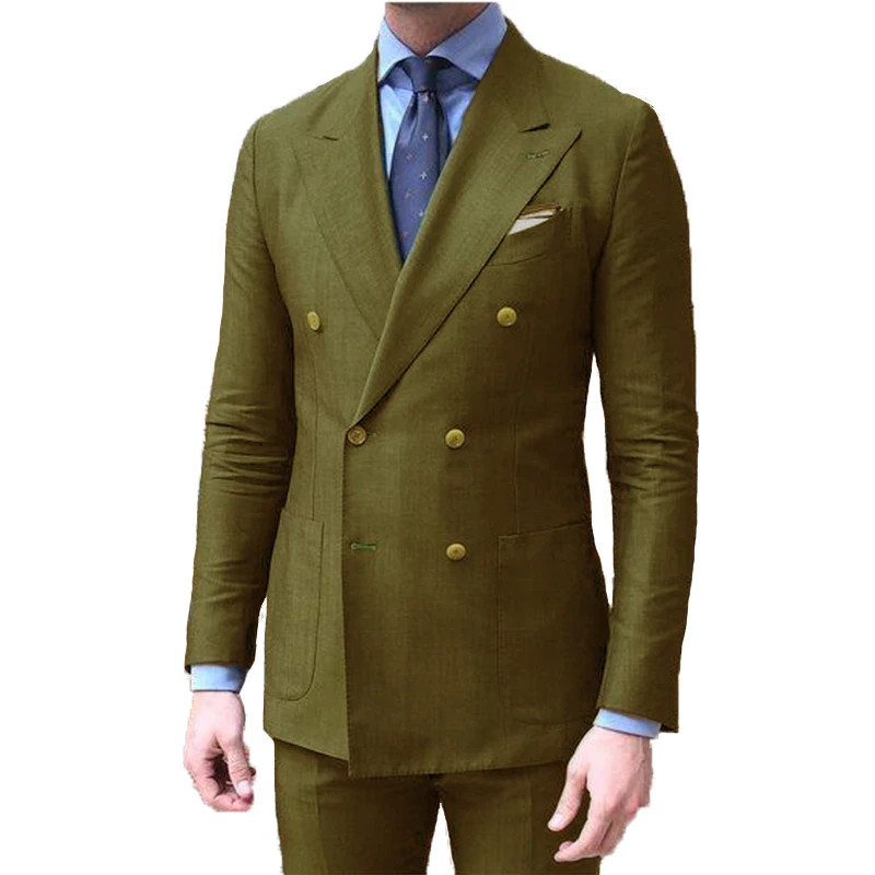 Trajes de fiesta con diseño de pantalones y abrigo para hombre, traje de doble botonadura para boda, esmoquin de dos piezas (chaqueta + pantalones), novedad de 2020