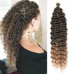 Extensiones de Cabello sintético Afro para mujer, pelo largo de ganchillo con rizos profundos, de fibra de baja tempretura, degradado