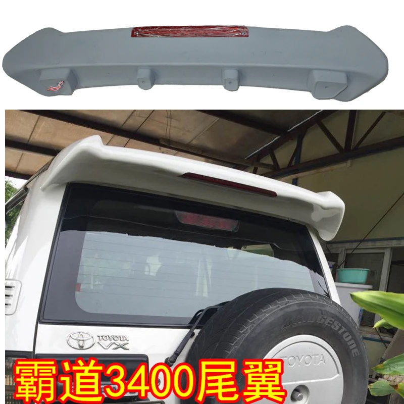 Car Styling ABS Plastic Unpainted Primer Color Rear Trunk Wing Roof Spoiler with Led Light for Toyota Prado FJ90 3400 Spoiler