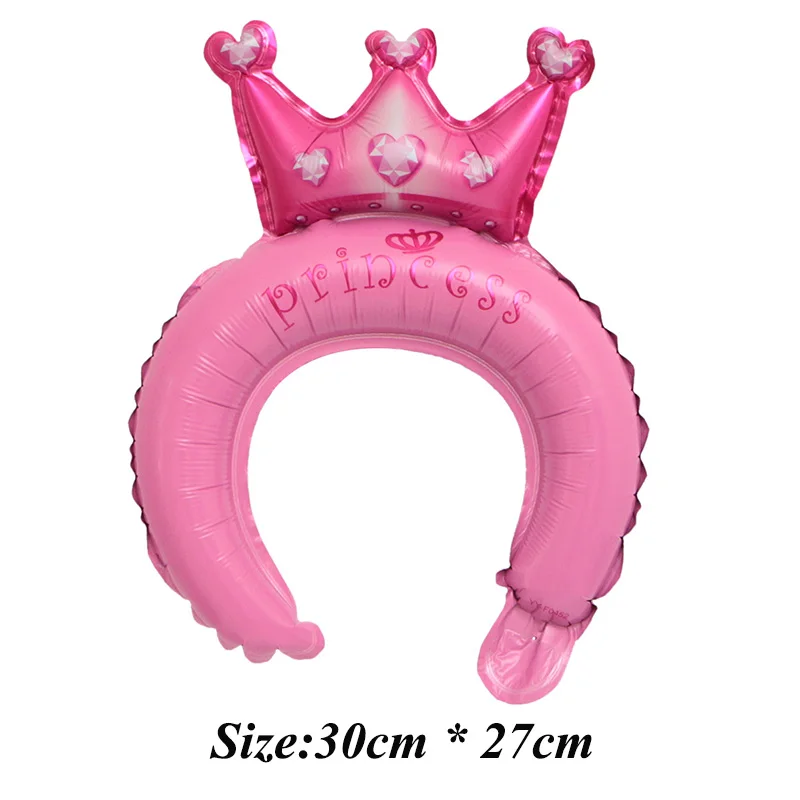 Globos de corona de princesa y Príncipe para niños y niñas, 10 piezas, diadema, decoraciones para fiesta de cumpleaños, juguetes para niños,