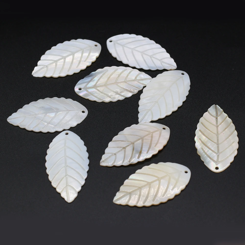 10Pcs Natural Freshwater White Shell Pendant Leaf-Shaped Loose Beads For Jewelry Making DIY Necklace Earrings Accessory