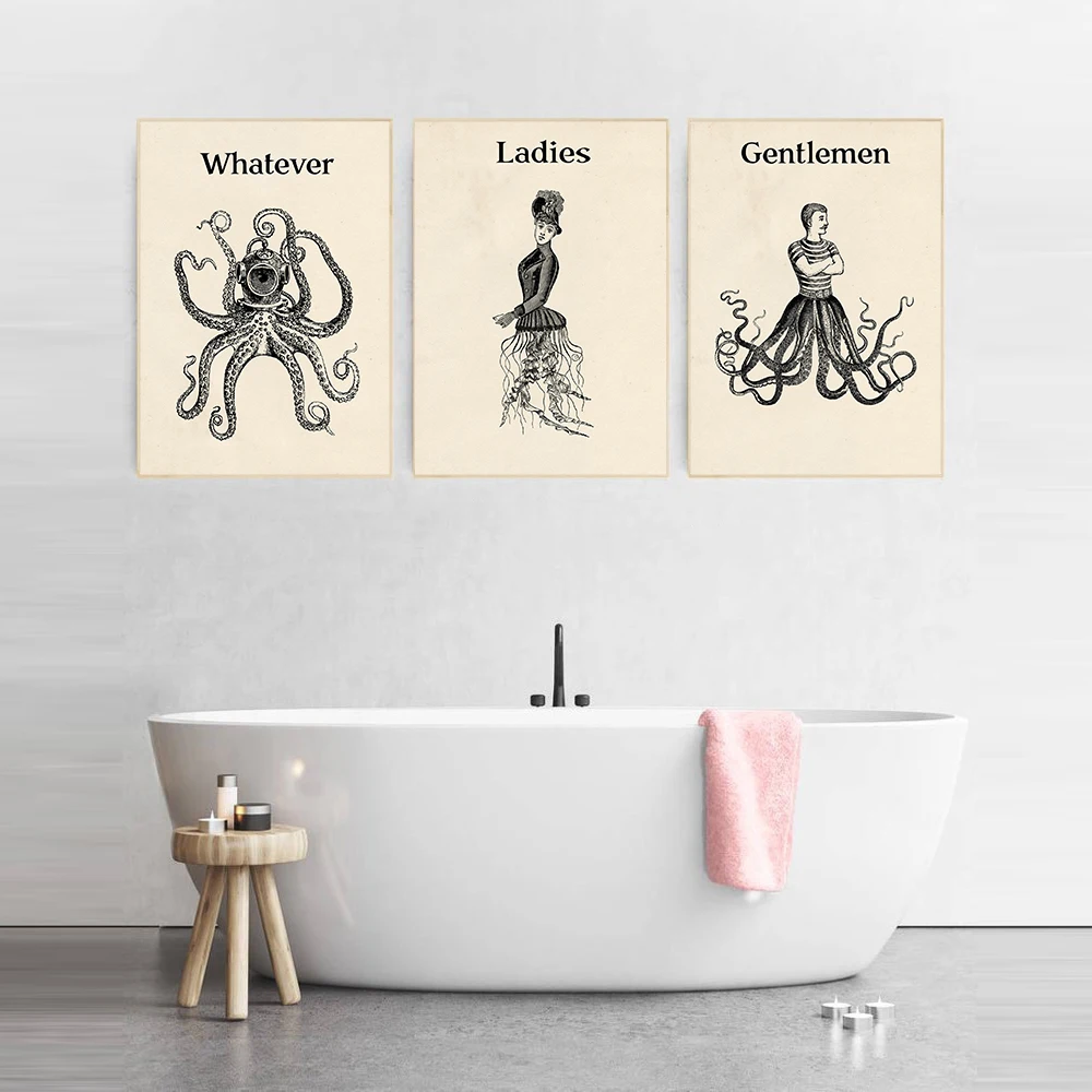 Funny Toilet Signs Posters and Prints Quirky Vintage Bathroom Wall Art Pictures Steampunk Canvas Painting Modern Home Decoration