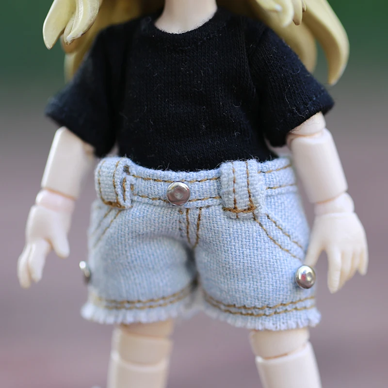 New OB BJD clothes Denim Shorts Pant Doll Clothes or Short sleeve T-shirt for ob11,obitsu 11,molly,GSC,1/12 BJD Doll Accessories