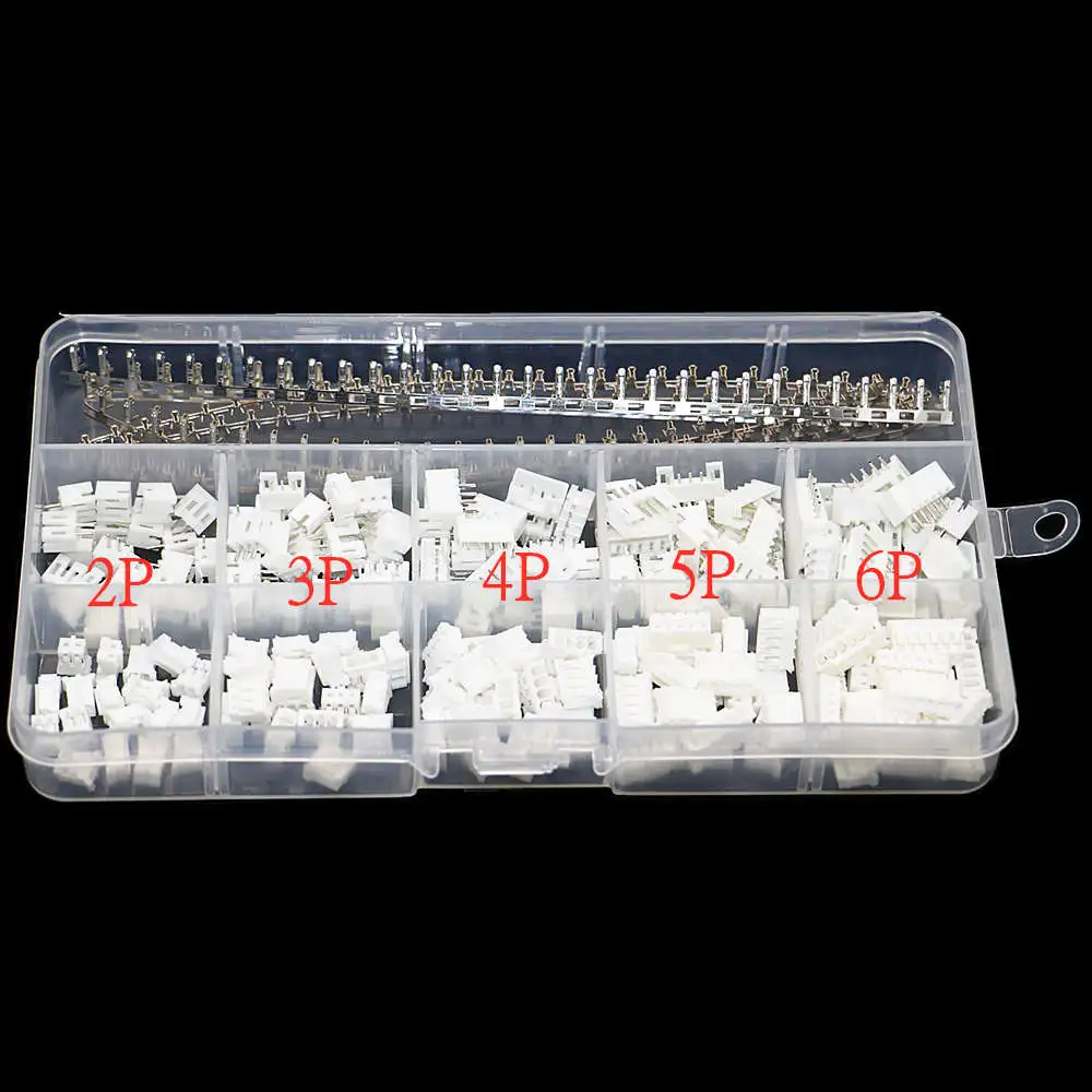 350pcs XH2.54 2p 3p 4p 5p 6 pin 2.54mm Pitch Terminal Kit / Housing / Pin Header JST Connector Wire Connectors Adaptor XH Kits