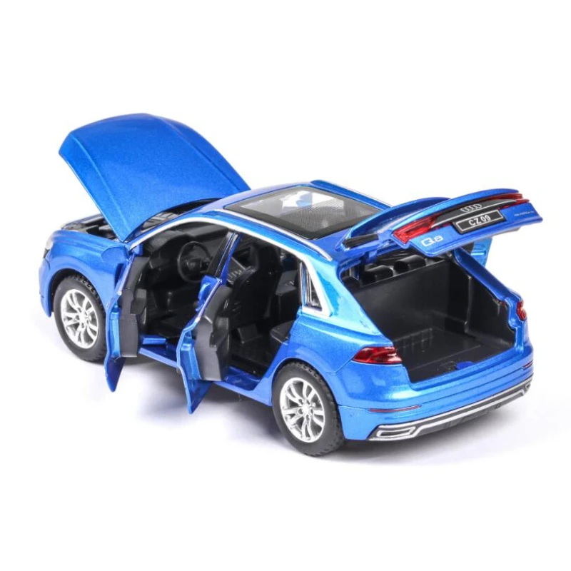 1:32 High Simulation Audi Q8 SUV Sound And Light Pull Back Alloy Toy Car Model For Children Gifts Car Kids Toy