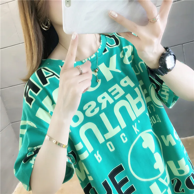 2020 new female t shirt short sleeve summer loose mid-length ins tide student clothes Harajuku woman t shirt NS4520