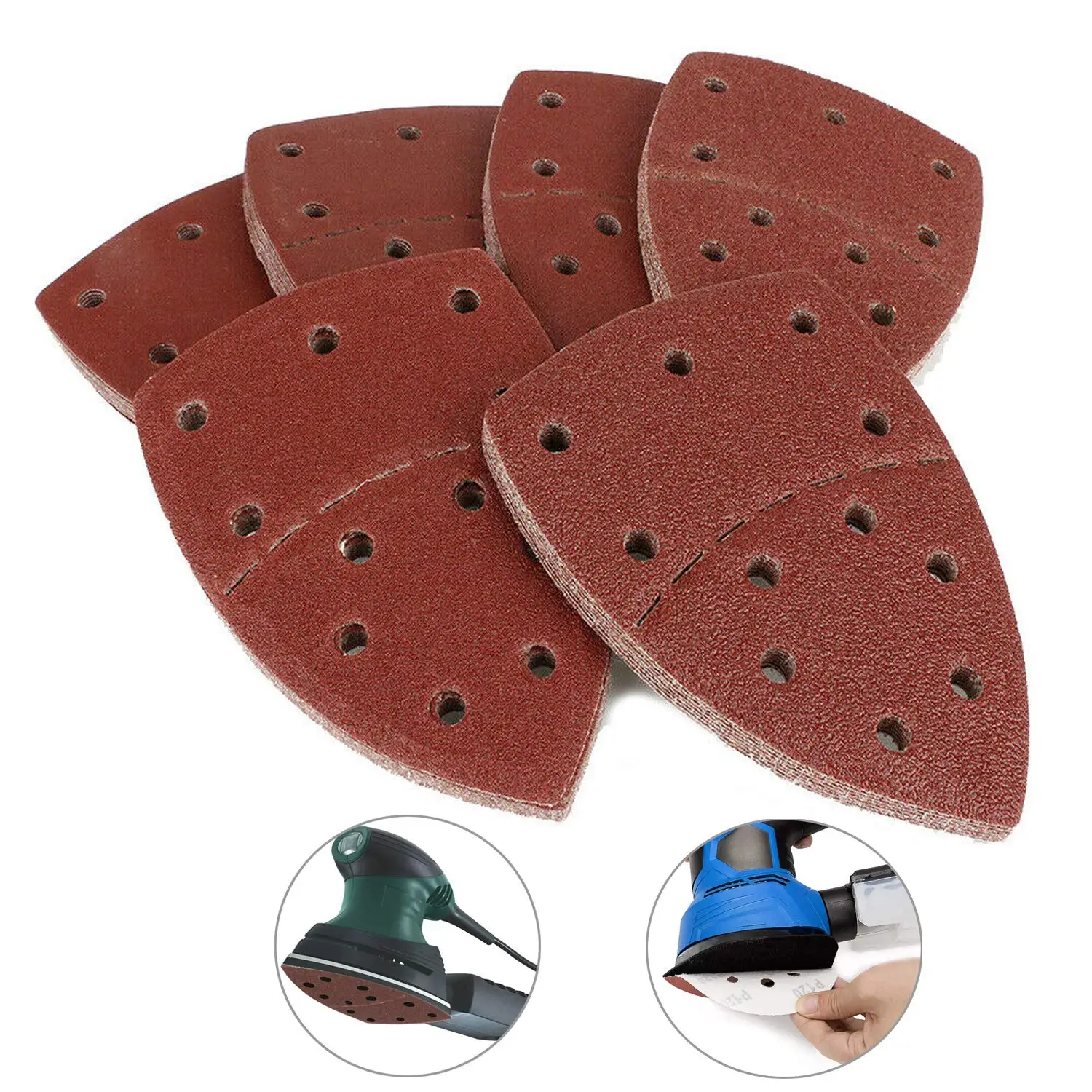 20pcs Mouse Sanding Discs Hook&Loop Sander Pads 11-Hole Triangle Sand Paper Grits 40/60/80/ 120/180/ 240/ Fit Bosch Multi-Sander