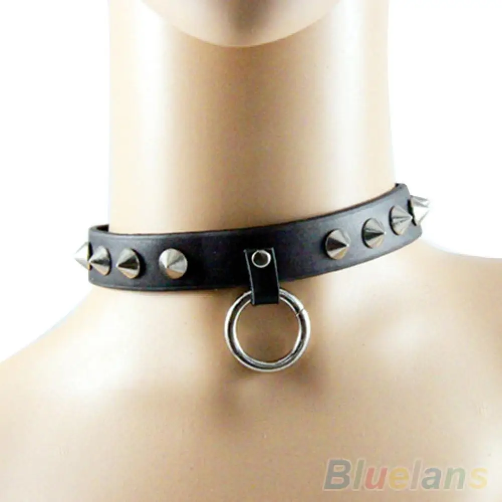 Hot Sales!! Punk Gothic Black Faux Leather Choker Cross Spike Rivet Buckle Collar Necklace