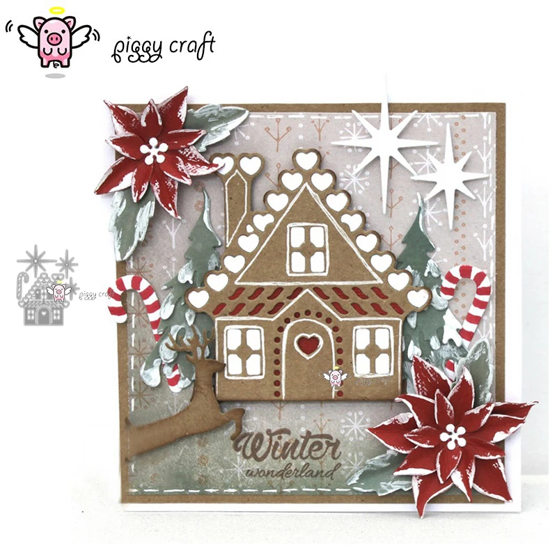 

Piggy Craft metal cutting dies cut die mold Christmas star house Scrapbook paper craft knife mould blade punch stencils dies